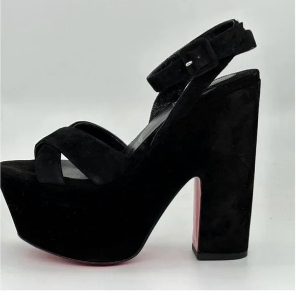 Christian Louboutin SUPERYAZ 160 Suede Platform Heels Sandals Shoes - Picture 4 of 12